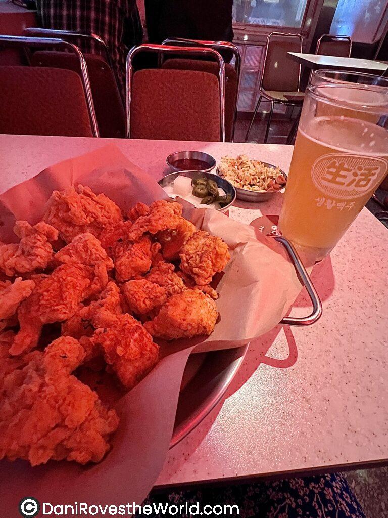 Fried chicken at Daily Beer with Craft Beer with radish
