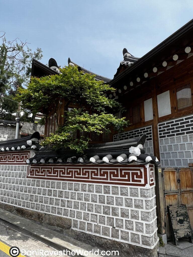 Close up of a Hanok in Bukchon Hanok Village,traditional Korean houses. Appreciate the attention to detail in the architecture and design