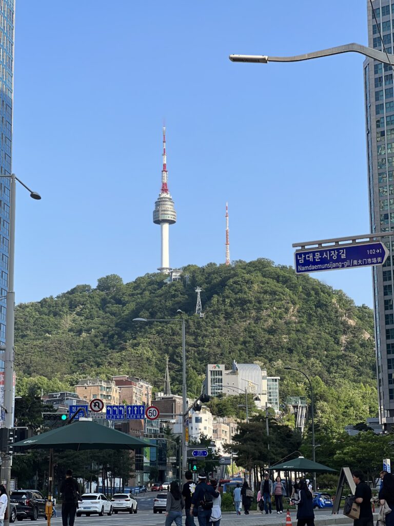 north seoul tower, namsam tower is a landmark in the city that can be seen from anywhere.