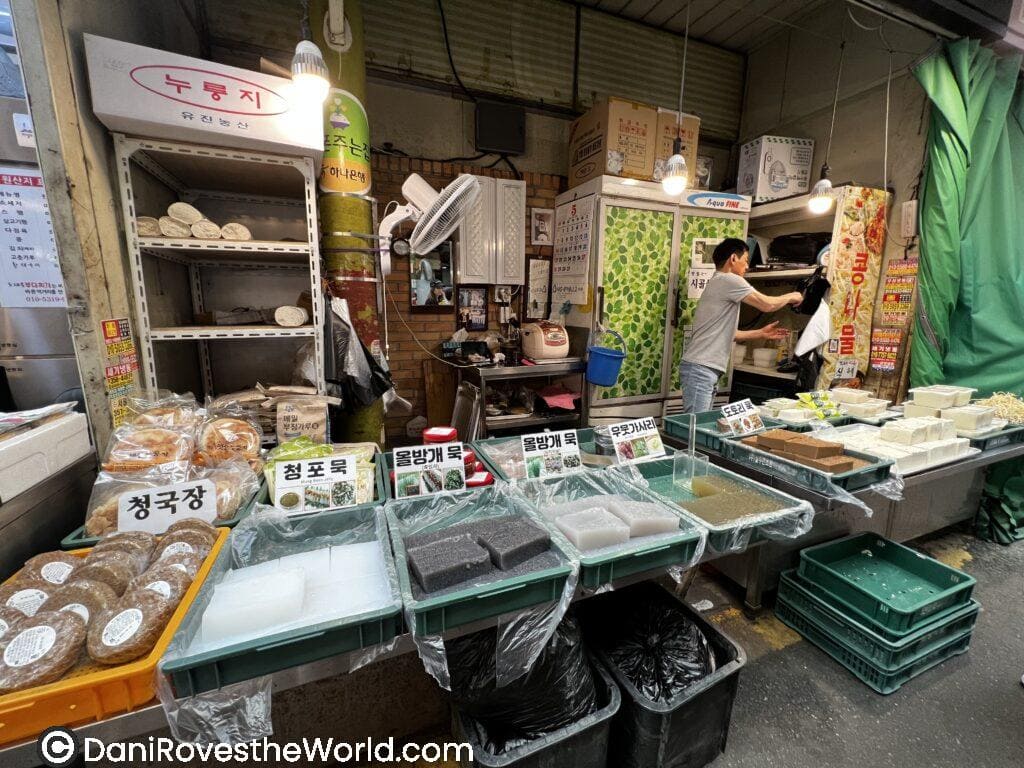 A Tofu Stand at a Local Market in Seoul. There are many varieties and textures available at the local markets